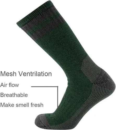 Vista 4 de CEREBRO Calcetines de lana merino para hombre, calcetines acolchados a media pantorrilla, que absorben la humedad, calcetines de senderismo