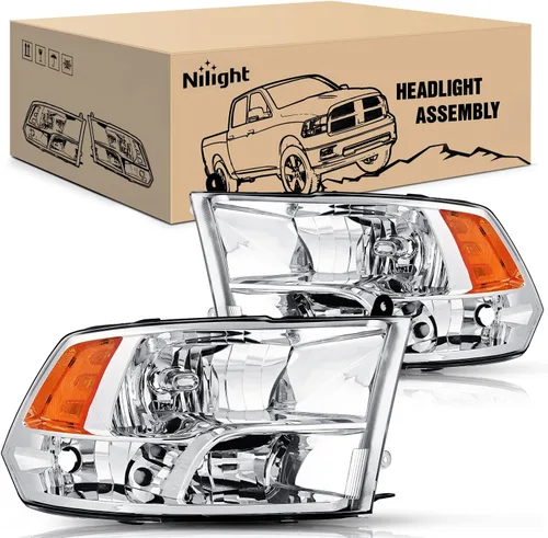 Vista 9 de Nilight Conjunto de faros delanteros 2009 2010 2011 2012 2013 2014 2015 2016 2017 2018 Ram 1500 2500 3500 Pickup Quad Conjunto de faros de repuesto