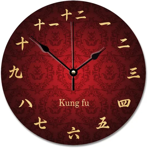 Vista 9 de Reloj de pared con números Kanji vintage, estilo rústico, elegante, de madera, 10 silenciosos, sin tictac, de cuarzo, funciona con pilas, para sala