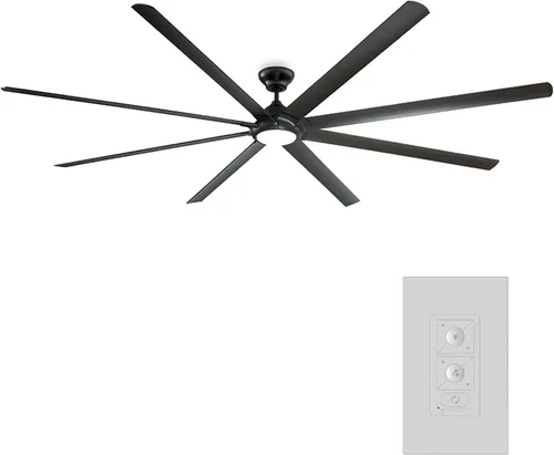 Vista 2 de Hydra Smart - Ventilador de techo de 8 aspas para interiores y exteriores, 120 pulgadas, bronce con kit de luz LED de 3000 K y control de pared