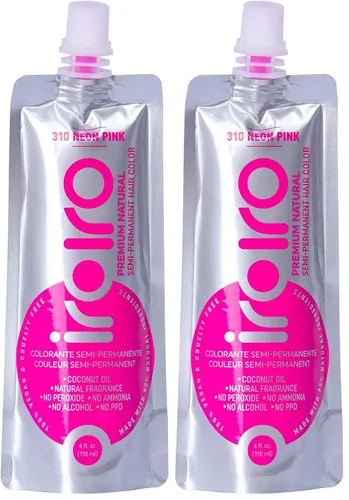 Vista 5 de IROIRO Color de cabello semipermanente natural prémium 310 rosa neón (4 onzas)