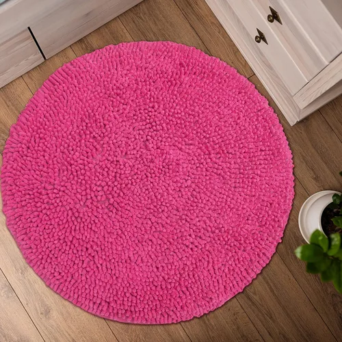 Vista 4 de Chardin home Alfombra de baño redonda rosa intenso, alfombra de baño bohemia de 2 pies, también perfecta para habitaciones de niños, guarderías