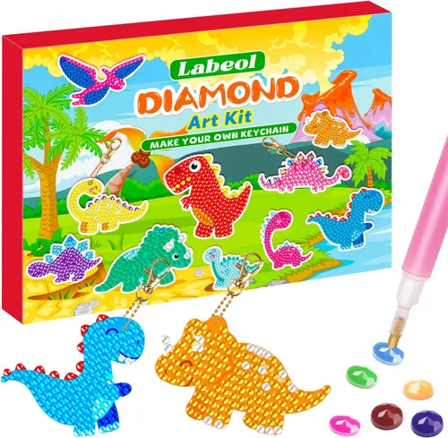 Vista 9 de Labeol Artes y manualidades para niños de 8 a 12 años – Crea tus propios llaveros GEM, arte de diamantes 5D por números, kits de arte GEM para niños