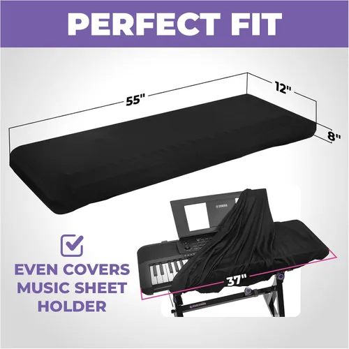 Vista 2 de Liquid Stands Funda para teclado de piano, cubierta antipolvo para 88 Funda protectora eléctrica digital con elastano de alta elasticidad y bloqueo