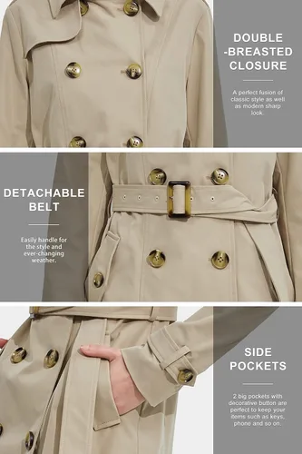 Vista 5 de Orolay Women's Mid-length Jacket Double Breasted Trench Coat with Belt
