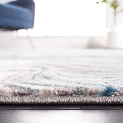 Vista 6 de SAFAVIEH Meadow Collection - Alfombra para pasillo, 2 x 7 pies, azul y gris, diseño abstracto moderno, no desprende pelusa y de fácil cuidado, ideal