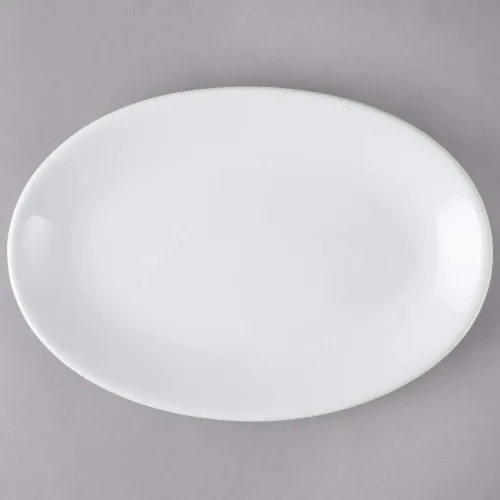 Vista 2 de Restaurant Value, placa de gres con forma de cupé de 12.25 pulgadas, blanco brillante, caja de 12