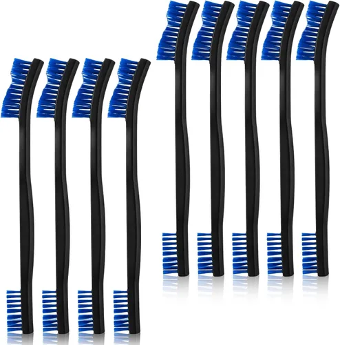 Vista 8 de Juego de 9 cepillos de limpieza de doble punta de nailon, cepillo de limpieza multiusos para pequeños detalles, cepillo para hendiduras, mini