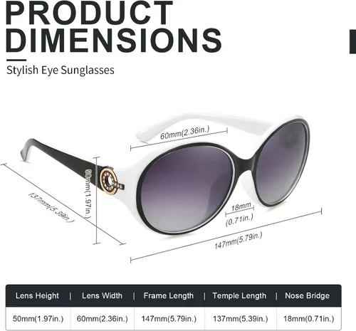 Vista 4 de FIMILU - Gafas de sol polarizadas de gran tamaño para mujeres, 100% protección UV400, moda retro antirreflejos, gafas HD para mujer