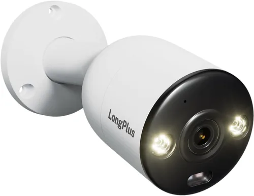 Vista 10 de LongPlus Cámara de seguridad Poe 4K-UHD de 8MP, funciona con NVR, cámara bala con cable, visión nocturna a color, focos LED, alarma de luz
