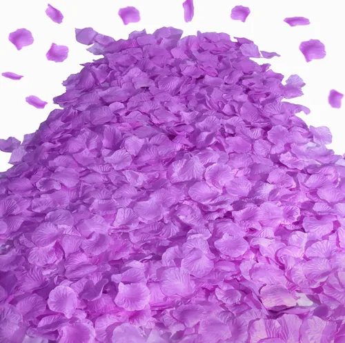 Vista 12 de SITUMEIZI 1500 piezas de pétalos de rosa negros artificiales de seda para decoración de bodas y fiestas