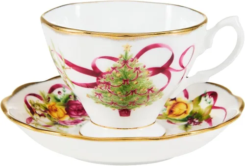 Vista 9 de Juego de taza y platillo de té, diseño de rosas del campo, Juego de 5 cubiertos de mesa