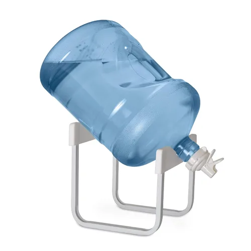 Vista 4 de Brio Bomba de agua potable manual universal y soporte para botella de agua de acero inoxidable con 2 válvulas dispensadoras