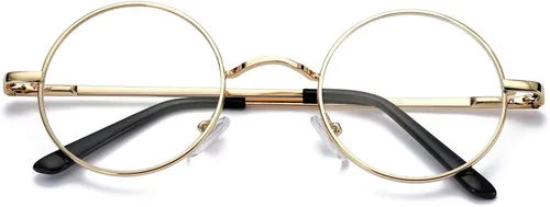 Vista 5 de Pro Acme Lentes transparentes sin receta con marco metálico redondo pequeño retro