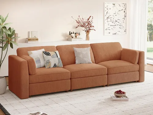 Vista 30 de CUGOAO Sofá biplaza extragrande de 83.5 pulgadas, sofás para sala de estar, sofá nube de felpilla de asiento profundo, sofá modular seccional, funda