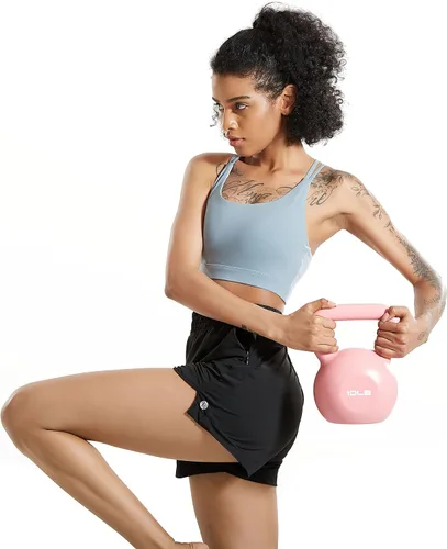 Vista 3 de RUNNING GIRL - Brasier deportivo con tirantes delgados para mujer brasier de yoga con soporte medio copas extraíbles y espalda cruzada