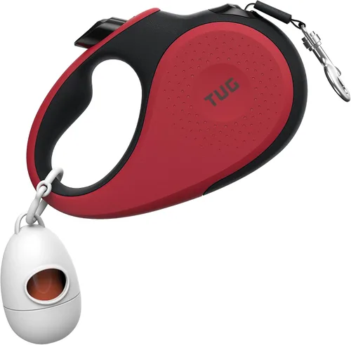 Vista 8 de TUG Correa retráctil para perro de 360° sin enredos con dispensador de bolsas de basura (pequeña, azul)