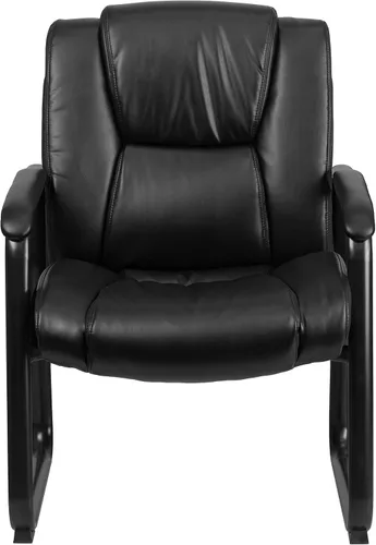 Vista 7 de Flash Furniture LeatherSoft - Silla de recepción ejecutiva con reposabrazos acolchados y base de trineo, silla lateral tapizada para sala de estar u