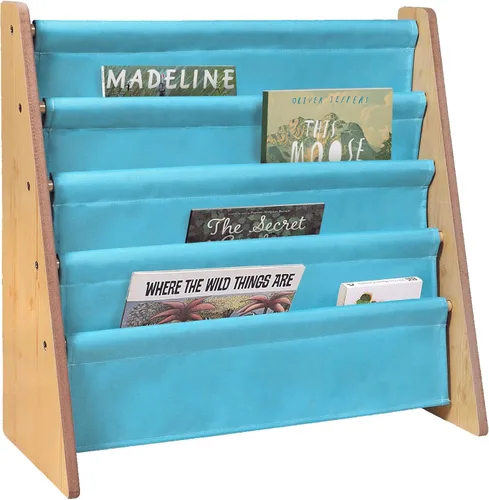 Vista 8 de Wildkin estantería de lona para niños y niñas, diseño de madera con cuatro estantes de tela, mantén las habitaciones, salas de juegos y aulas