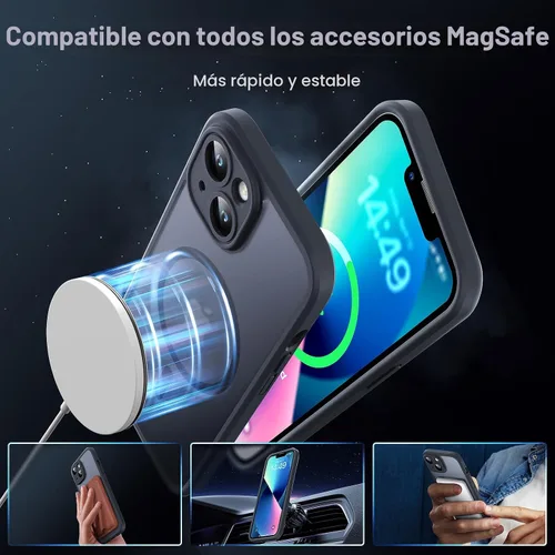 Vista 3 de TOCOL - Funda magnética para iPhone 13, protección completa mejorada para la cámara, compatible con Magsafe, protección contra caídas, cubierta