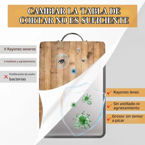 Vista 5 de Tabla de cortar de doble cara, tabla de cortar de acero inoxidable para cocina, grado alimenticio, acero inoxidable y paja de trigo PP, tabla