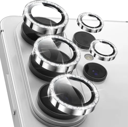 Vista 22 de YWXTW para Samsung Galaxy S23 Ultra Protector de lente de cámara, Protector de pantalla de lente de cámara de vidrio templado con anillo metálico