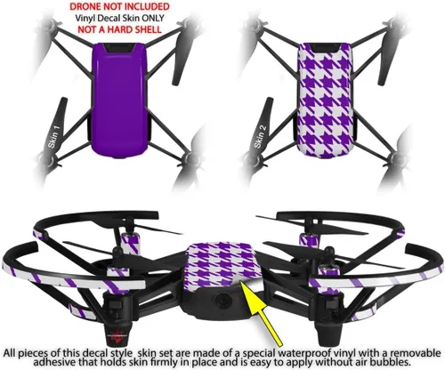Vista 2 de Paquete de 2 calcomanías para DJI Ryze Tello Drone Solids Collection Purple Drone no incluido