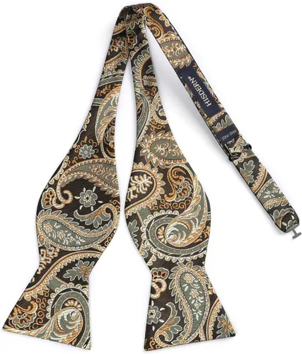Vista 4 de HISDERN Pajaritas para hombre, corbatín de cachemira para hombre, corbata de lazo y bolsillo cuadrado, juego formal de esmoquin para boda