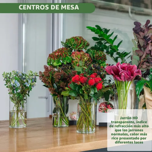 Vista 4 de Jarrón cilíndrico de vidrio de 6 pulgadas de alto para centros de mesa
