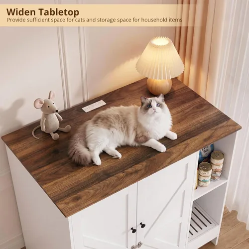 Vista 6 de VOWNER Caja de arena para gatos extra grande con colector de arena, color Blanco