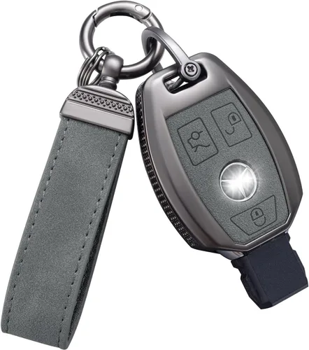 Vista 8 de YO&YOYE Compatible con Mercedes Benz Funda para llavero con llavero de cuero Carcasa protectora para llave Mercedes Benz Clase E Clase S Clase A