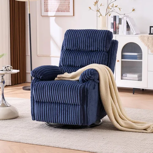 Vista 11 de Silla mecedora reclinable de 360° para adultos, silla reclinable para cuarto de bebé con bolsillo lateral, un cómodo sillón de sofá individual