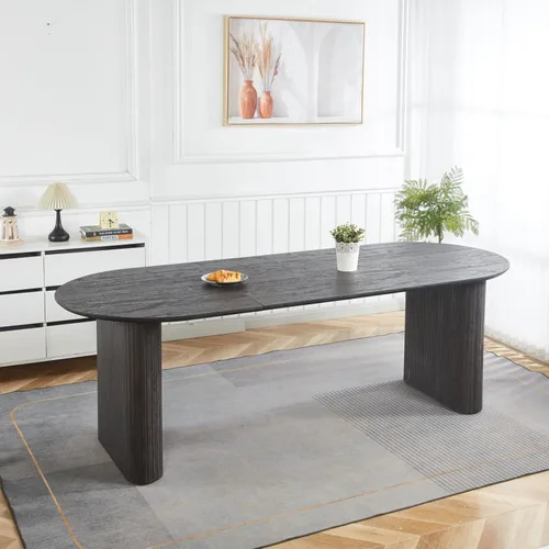 Vista 10 de WILLIAMSPACE Mesa de Comedor Extensible de Madera de 106" para 8 a 12, Mesa de Cocina Rectangular Rústica Campestre, Mesa de Comedor Grande
