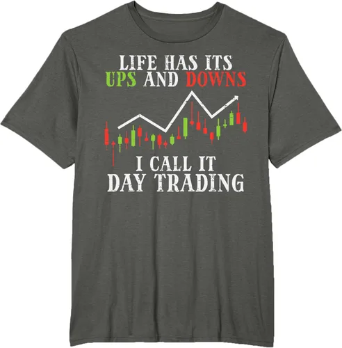Vista 5 de Life Ups And Downs Day Trading Crypto Stock Market Trader T-Shirt, Negro