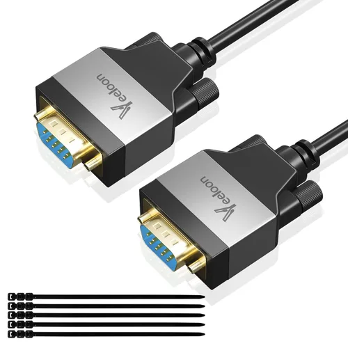 Vista 8 de Cable serie DB9 RS232 recto de 4 pies, hembra a hembra DB 9 Pin, cable de extensión de aluminio DB9 adaptador de cable para monitor de computadora