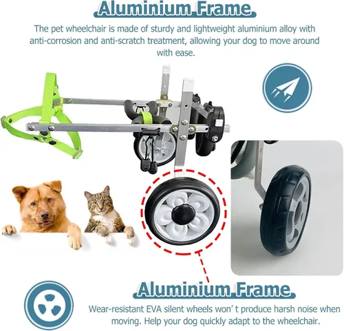Vista 3 de Carrito ajustable para perros/silla de ruedas para patas traseras, sillas de ruedas para mascotas/perros con patas traseras discapacitadas, andador