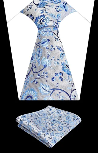 Vista 97 de Alizeal Mens 3.15inches Leaf Flower Pattern Tie with Floral Pocket Square Set