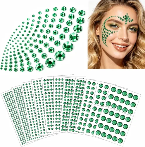 Vista 11 de Pegatinas de gemas faciales, 2102 piezas de diamantes de Negro