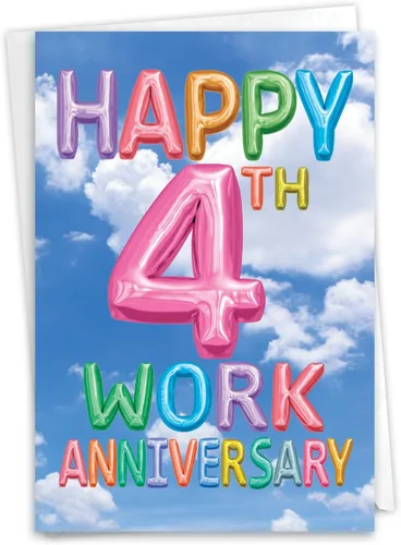 Vista 12 de NobleWorks Tarjeta de felicitación de 4º aniversario (compañero de trabajo) con sobre de 5 x 7 pulgadas para hombres, mujeres (1 tarjeta) 4 años