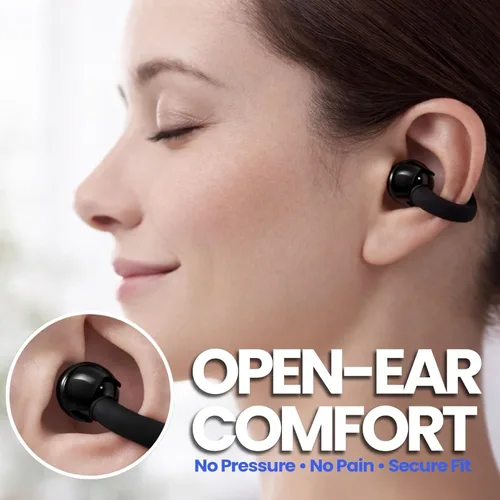 Vista 2 de Auriculares Bluetooth inalámbricos con clip de conducción ósea, BT 5.4 con micrófono, control táctil y de voz, IPX4 resistente al agua, batería de 3