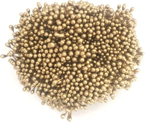 Vista 3 de 1800 piezas de mini perlas de 0.059 pulgadas (0.059 in) de doble cabeza, estambres de flores, estambres de Pistilo, hechas a mano, flores