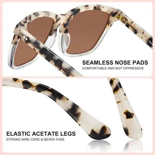 Vista 93 de Carfia Chic - Lentes de sol polarizados para mujer, protección UV400, marco de acetato pulido a mano