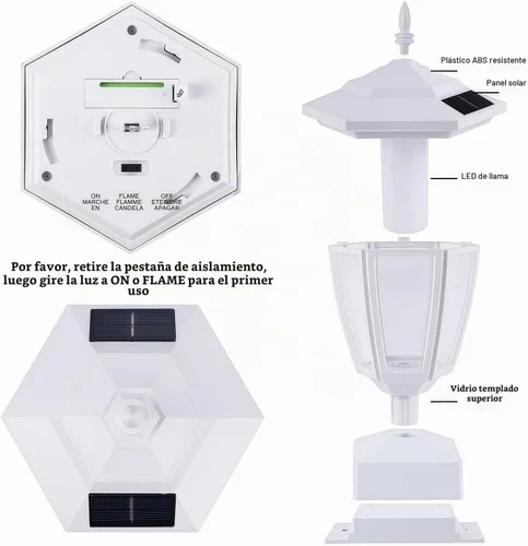 Vista 6 de Dynaming Paquete de 2 luces solares para postes de llama para exteriores, lámparas alimentadas por energía solar, luces LED de llama parpadeante