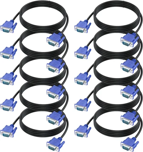 Vista 9 de Cable VGA a VGA de 6 pies, VGA a VGA para monitor de computadora, cable de computadora 1080P Full HD macho a macho, cable blindado HD15, cable