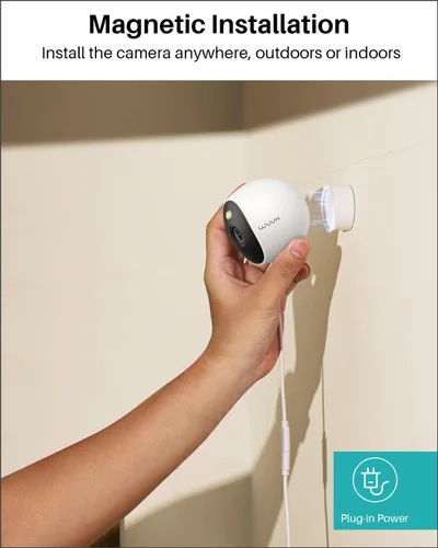 Vista 6 de WUUK Cámara de seguridad, cámara con cable de 4 MP para interiores y exteriores, reconocimiento facial, visión nocturna a color y foco, sin tarifa
