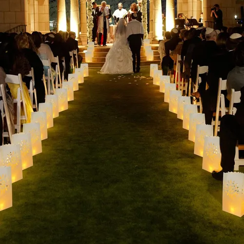 Vista 5 de AceList 30 bolsas luminarias con 30 velas sin llama, velas de té para bodas, cumpleaños, fiestas, decoraciones de Navidad (girasol)