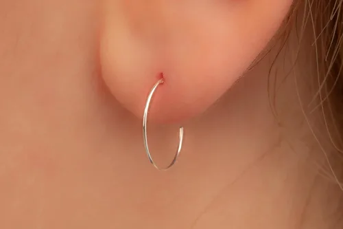 Vista 106 de Aretes de aro de oro de plata – Aretes de aro para mujer, dos piezas de aros de plata fina rellenos de oro, aro de hélice, anillo de tragus, aro
