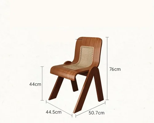 Vista 2 de sillas de comedor Silla de comedor de madera maciza Ratán Respaldo del hogar Sub Pequeño Sala de estar Balcón Cocina moderna