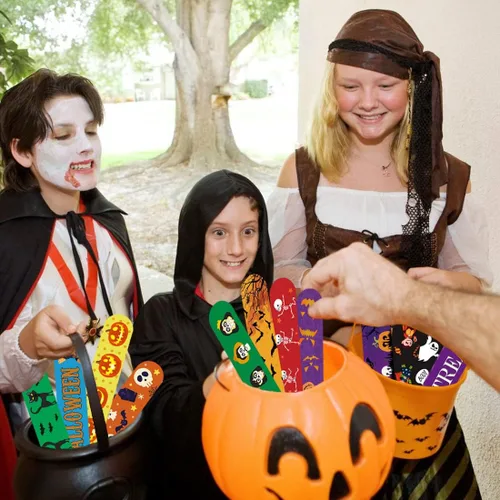 Vista 6 de SUNPROUND Pulsera de Halloween para niños, 100 piezas de pulseras a presión con diseño de araña, calabaza, fantasma, zombie, murciélago y brujas