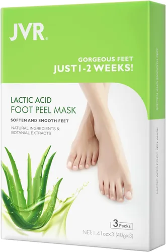 Vista 6 de JVR Mascarilla exfoliante para pies, 3 pares, removedor de callos exfoliante, suaviza los talones ásperos, agrietados y la piel seca, para pies más